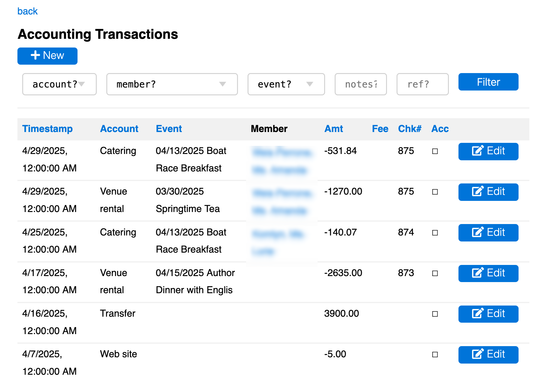 transactions page