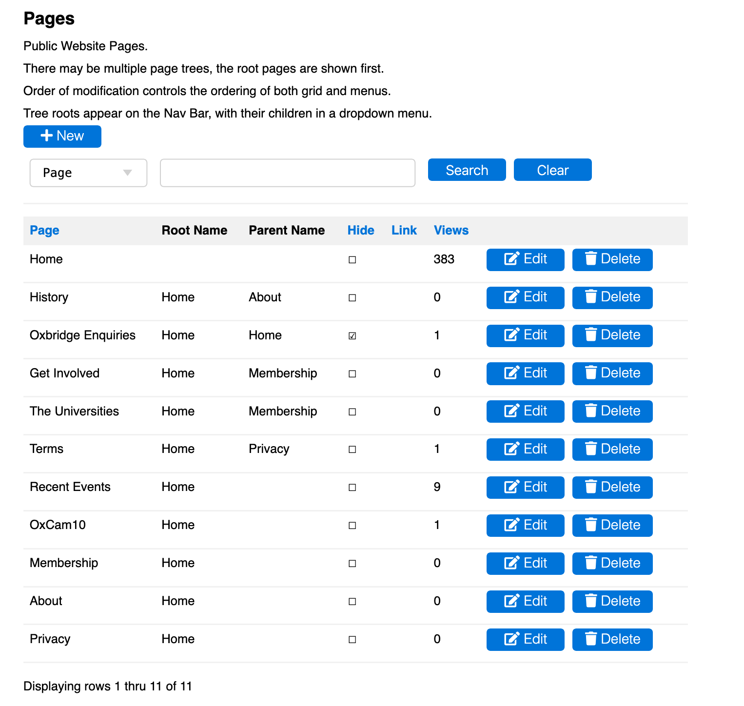 pages grid